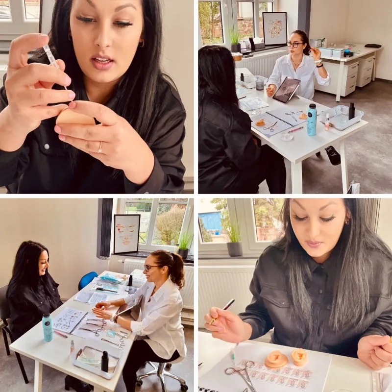 Školení piercingu — praktická výuka